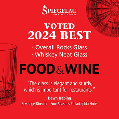 Spiegelau Perfect Serve Double Old Fashioned Glasses Set of 4 – Heavy Base Crystal Whiskey Glasses for Scotch, Bourbon & Cocktails – Lead-Free Crystal Tumbler Set - style: D.O.F.