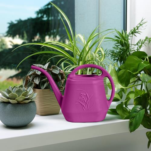 ZXJ Plant Watering Can - for Indoor and Outdoor Home Garden Plants - with Long Spout - Rose Red - 1/2 Gallon - color: Rose Red