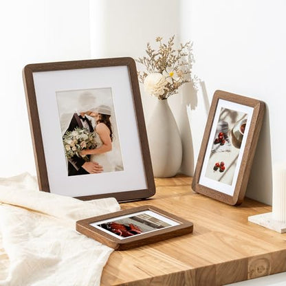 8X10 Solid Oak Wood Photo Frame | 8X10 Picture Frame With Mat For 5X7 | Plexiglas And Hanging Hardware Included | Walnut, 3 Packs - color: Walnut, size: 8''x10''-3P