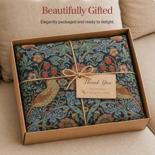 William Morris Strawberry Thief A Blue Tapestry Throw Pillow Cover 18 x 18 - color: Blue Strawberry Thief