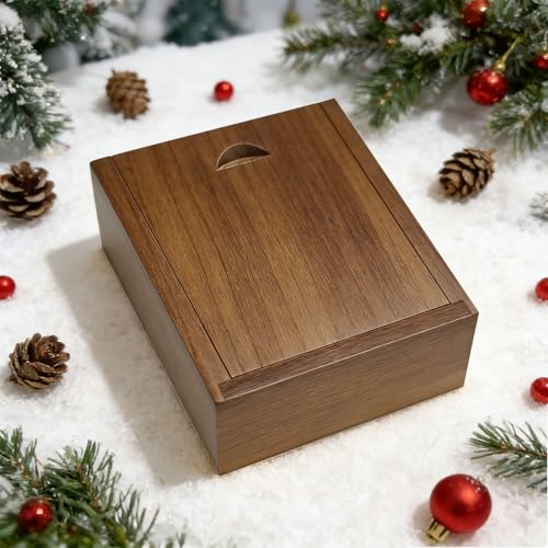 Mini Walnut Wood Gift Box Magnetic Sliding Lid Small Keepsake Case | Handcrafted walnut box with magnetic sliding lid. Smooth surface perfect for DIY crafts, rings, and personalized gifts. - color: Walnut (3.19")