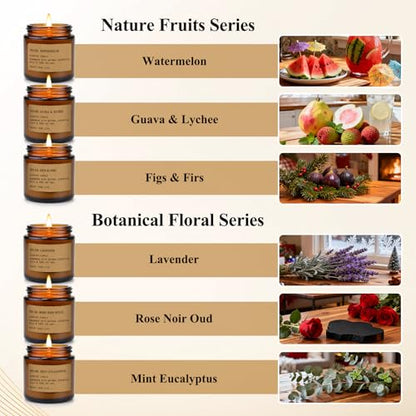 Scented Candles Gift Set,12 Pack Aromatherapy Candles for Home Scented, | Aromatherapy Jar Candle Gifts for Women, Natural Soy Wax Amber Candle Set, Scented Candles Set for Birthday Present - color: Amber