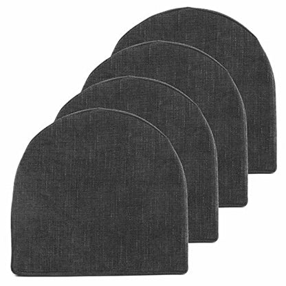 Chair Cushions 100% High Density Memory Foam Pads U Shaped 17" x 16"Non Slip Skid Rubber Back Seat Cover, 4 Pack, Black - color: Black, size: 4 Count (Pack of 1)