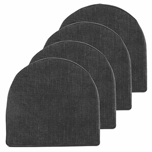 Chair Cushions 100% High Density Memory Foam Pads U Shaped 17" x 16"Non Slip Skid Rubber Back Seat Cover, 4 Pack, Black - color: Black, size: 4 Count (Pack of 1)