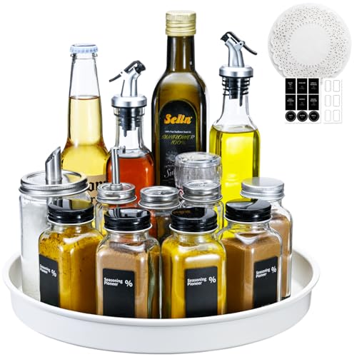 Amolliar Lazy Susan Organizer, 10" Metal Rotating Turntable Organizer White | Lazy Susan for Cabinet Fridge, Pantry Organizer, Spice Rack Condiment Organizer for Kitchen, Countertop Bathroom Vanity Tray - size: White 10'' 1Pack