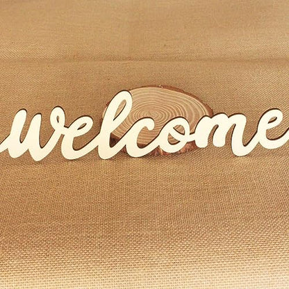 Amosfun 10 Pcs Welcome Door Sign Unfinished Wood Hanging Boards with 10 Lanyards Wooden Welcome Sign Crafts for Front Door Wall Entryway Home Cafe Shop Bar Decor