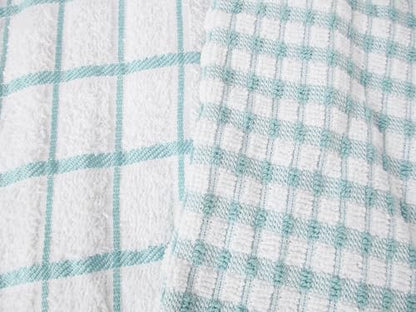 100% Cotton Kitchen Towel Set 2 Pack (White and Mint Blue) - color: White and Mint Blue