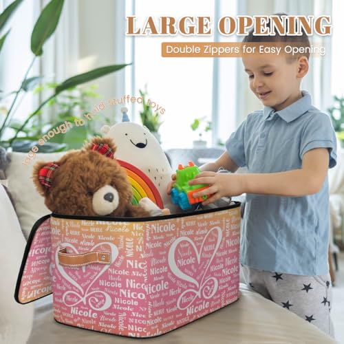 Personalized Storage-Box with Name, Personalized Heart Keepsake Basket | Custom Foldable Sturdy Large Memory Bin Containers with Handle Lid Lightweight Waterproof Dustproof, 14"L x 10.2"W x 10.4"H - color: Option 6