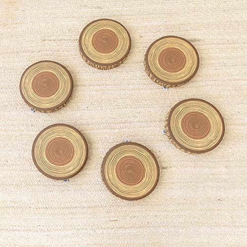 ECR4Kids SoftZone Tree Log Round Floor Cushions, 6-Piece, Chocolate | Soft foam with polyurethane cover, GREENGUARD Gold Certified, lightweight, stackable, non-slip, classroom flexible seating