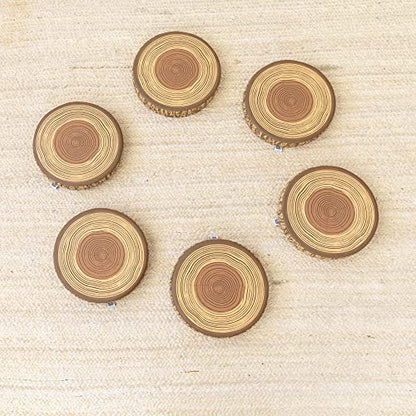 ECR4Kids SoftZone Tree Log Round Floor Cushions, 6-Piece, Chocolate | Soft foam with polyurethane cover, GREENGUARD Gold Certified, lightweight, stackable, non-slip, classroom flexible seating