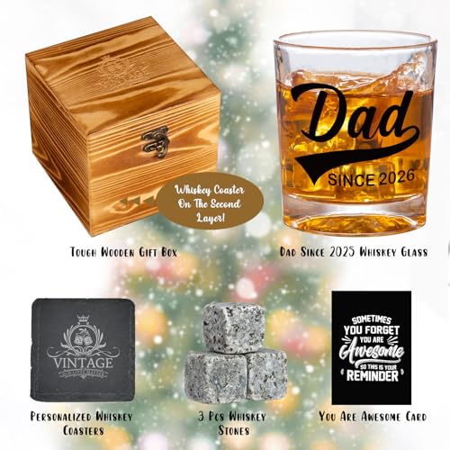 Ithmahco Dad Since 2026 Whiskey Set Gifts For Men, New Dad Father Day Gift, Soon To Be Daddy Gifts For Men, Personalized Dads To Be Fathers Day Gift - color: new dad 2025