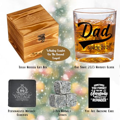 Ithmahco Dad Since 2026 Whiskey Set Gifts For Men, New Dad Father Day Gift, Soon To Be Daddy Gifts For Men, Personalized Dads To Be Fathers Day Gift - color: new dad 2025