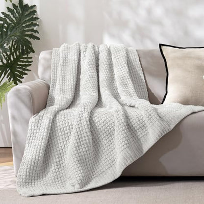 PHF Chenille Waffle Knit Throw Blanket- Plush Warm & Cozy 50" x 60" Ultra Soft Blanket- Chunky Fluffy Waffle Throws for Couch Bed Sofa - Light Grey - color: Light Grey, size: Throw(50"X60")