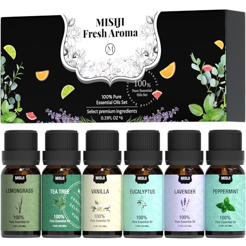Essential Oils Set Top 6 Aromatherapy-Essential Oils for Diffuser for Home,Air Freshening Diffuser Oils Scents for Aromatherapy,Laundry,Candle&Soap Making,Humidifiers 6 X 10ML - color: Black