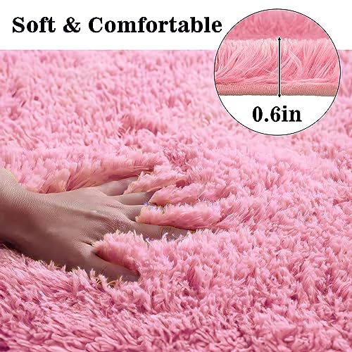 Pink Bathroom Rugs Sets 3Piece Bath Mat Solid Bath Rug Floor Mats Washable Shower Rug with U-Shaped Contour Rug Toilet Lid Cover - color: Pink, size: Set of 3