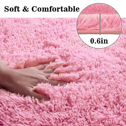 Pink Bathroom Rugs Sets 3Piece Bath Mat Solid Bath Rug Floor Mats Washable Shower Rug with U-Shaped Contour Rug Toilet Lid Cover - color: Pink, size: Set of 3