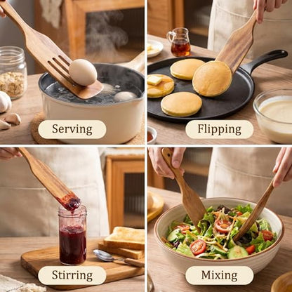 Wooden Spurtle Set As Seen On TV, AOOSY 5 Pcs Acacia Wood Spatula | Kitchen Tools Utensil Set,Heat Resistant Non Stick Wood Cookware, Wood Spatula for Stirring,Sourdough - size: 5 Pcs Wooden Spurtle