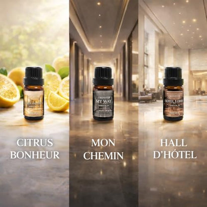 Hotel Collection Essential Oils for Diffusers for Home 6 x 10ml | Aromatherapy Gift, Premium Scented Oils for Diffusers - Jasmine Peppermint,White Tea,Citrus Happiness,My Way,Hotel Lobby - color: Light Gray