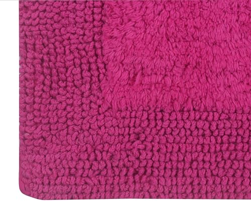 Home Weavers Luxury Collection 100% Cotton Reversible Bathroom Rugs Set, Washable Rug, Extra Soft and Absorbent Bath Rug, Kitchen Mat, 2 Piece Set(S+L), Hot Pink - color: Hot Pink, size: 2 Piece Set(S+L)