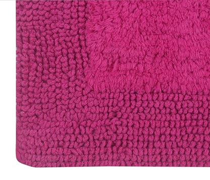 Home Weavers Luxury Collection 100% Cotton Reversible Bathroom Rugs Set, Washable Rug, Extra Soft and Absorbent Bath Rug, Kitchen Mat, 2 Piece Set(S+L), Hot Pink - color: Hot Pink, size: 2 Piece Set(S+L)
