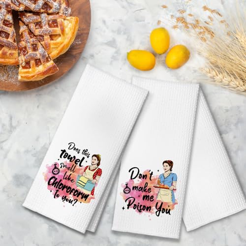Don't Make Me Poison You Funny Kitchen Towels 2 Pack, Cute New House Gift for Hostess, Mother's Day Birthday Housewarming Gift for Mom Auntie Friends, Small, Ikts006 - color: Dont Make Set