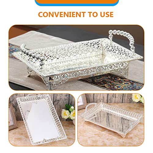 LIFKOME Cake Display Plate Silver Footed Fruit Basket Tray Metal Dessert Display Platter Decorative Snacks Plate Cake Serving Dish Appetizers Platter Tray for Home Party Kitchen