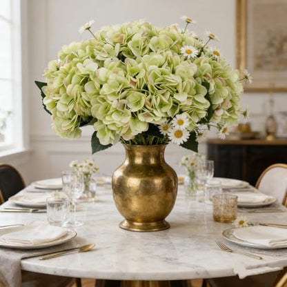 Kimura's Cabin 6pcs Hydrangea Artificial Flowers Fake Hydrangeas,Lime Green | Silk Hydrangea with Stems Faux Flower,Wedding Party Bouquets Arrangements Home Table Centerpieces Decoration Vase Filler - color: Lime Green