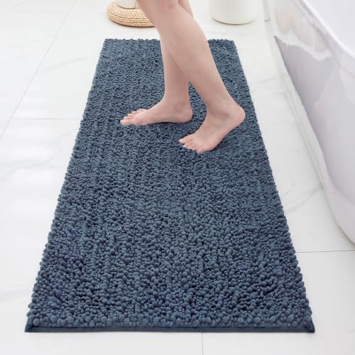ILANGO Bathroom Rugs Light Blue 60x24,Extra Soft Absorbent Chenille Bath Rugs,Thick Non-Slip Shaggy Bath Mat,Machine Washable Quick Dry Bath Mats for Bathroom Runner Floor, Tub, Shower Accessories - color: Light Blue, size: 24"×60" Bathroom Rug(Bathtub)