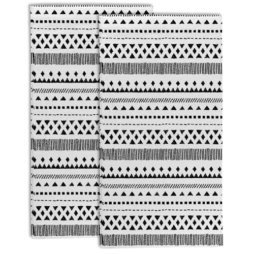 Boho Black White Geometric Bathroom Hand Towel Set of 2,Abstract Tribal Line Pattern Fingertip Kitchen Hand Towel,Soft Absorbent Decorative for Hotel Home Decor - color: Color8