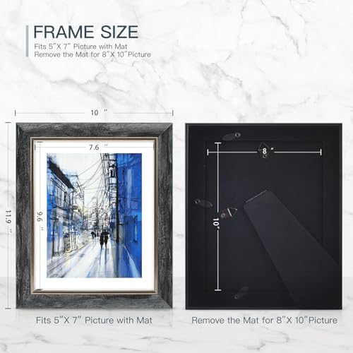 XUANLUO 8x10 Picture Frames Set of 4 Rustic Retro Photo Frame with HD Plastic Cover for Wall Mount and Tabletop Display Family Friends Wedding Gift - color: Grey-4pcs, size: 8 x 10 inch