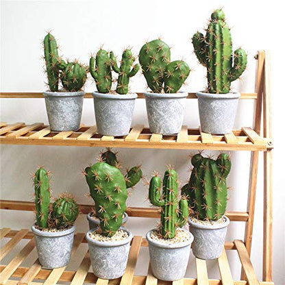 Artificial Succulent Plants Faux Cactus Decorative Succulents Potted Fake Cacti with Gray Pots Artificial Cactus for Bathroom/Home Decor House Decorations(B Set) - size: B SET