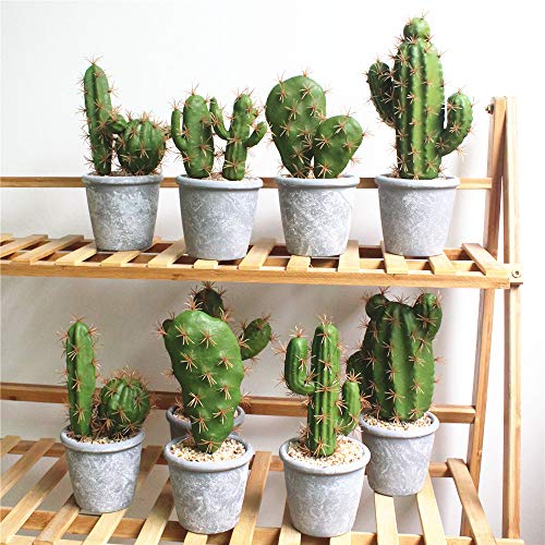 Fcooler Artificial Succulent Plants Faux Cactus Decorative Potted Fake Cacti with Pots Rock Sand Included Artificial Plants for Bathroom/Home Decor House Decorations(A Set) - size: A SET