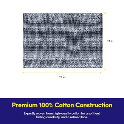 Sweet Home Collection 100% Cotton Placemats for Dining Room Rectangle Two Tone Woven Fabric 13" x 19" Soft Durable Table Mat Set, Set of 6, Navy - color: Navy, size: Rectangle 13" x 19"