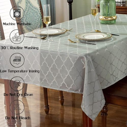 SASTYBALE Christmas Jacquard Tablecloth, Square, 52" x 52", Gray | Damask Fabric, Water Resistant, Wrinkle Free Polyester, 2-4 Seats, Kitchen Dining Tabletop Use - color: Gray Color, size: 52" x 52" (Square)