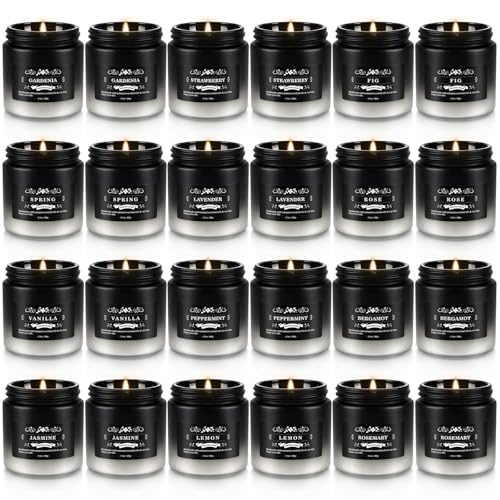 YOROXRG 24 Pack Scented Candles with Added Natural Essential Oils, 3.5oz, Suitable for Various Festivals, Parties, Yoga, and Home Scened - color: 24 Whtie&Black