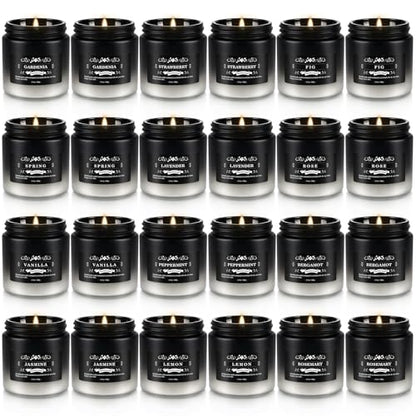 YOROXRG 24 Pack Scented Candles with Added Natural Essential Oils, 3.5oz, Suitable for Various Festivals, Parties, Yoga, and Home Scened - color: 24 Whtie&Black