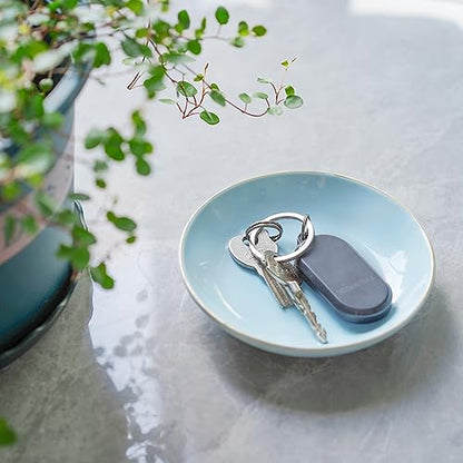 HANKOR 4.75" Ceramic Jewelry Tray, Small Ring Dish Holder Trinket Tray, Catch All Trays for Ring Earring Necklace Key, Christmas Gifts for Women Girls (Light Blue) - color: Light Blue