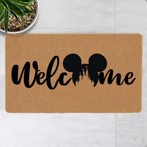 Welcome Door Mat Outdoor Indoor Entrance Low-Profile Floor Mats Non Slip Durable Entrance Rugs for Entry, Patio, High Traffic Areas Front Door, 17" x 29.5" (Mouse Head Welcome) - color: Mouse Head Welcome