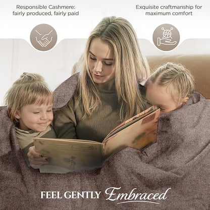 Cashmere Blanket – Hand Woven 100% Pure Wool Throw Blanket, 135 x 270 cm – Plain Cozy, and Soft Blanket for Bed, Sofa, or Couch - Made in Nepal - color: Dark Brown