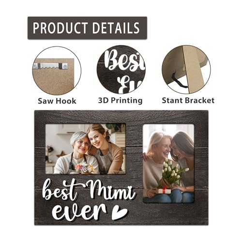 Mimi Gifts, Gift for Mimi from Grandkids Mothers Day, Birthday Gifts 3D Photo Frame Hold 4x6 Inches Two Photos - Picture Frame Present for Grandparents Day - color: Mimi