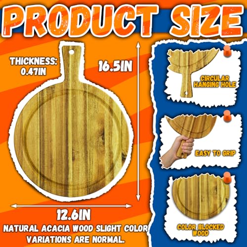 30 Pack Bulk Round Acacia Wood Cutting Boards with Handles, 15.7 Inch - size: 30Pcs