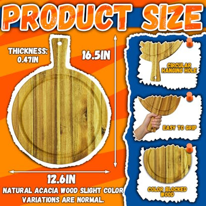 30 Pack Bulk Round Acacia Wood Cutting Boards with Handles, 15.7 Inch - size: 30Pcs