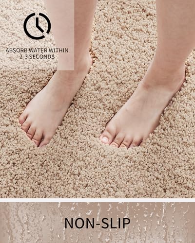 Toilet Rugs U-Shaped Mat 24x22, Contour Bathroom Mat - Ultra Soft & Absorbent Microfiber, Quick-Dry, Machine Washable with High Density Foam Latex Non Slip Backing, Beige - color: Beige, size: 24" X 22"(Toilet Rug)