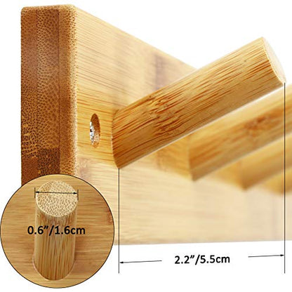 SKOLOO Coat Rack Wall Mount 17 inch, 5 Hooks, Bamboo, Shaker Style, Natural | Wooden hooks for wall, painted finish, 100-lb cap, entry/bath/bed, hanging backpack coat towel hat, 16" stud spacing - color: Bamboo Gold, size: 17 inch
