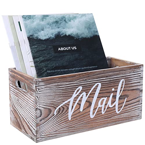 Mail Organizer Magazine Countertop Mail Storage Organizer for Home Mail and Key Holder for Desk Letter Basket Farmhouse Home Decor Mailbox Mail Basket 5.5*5.5*11.4 Inch - color: Brown