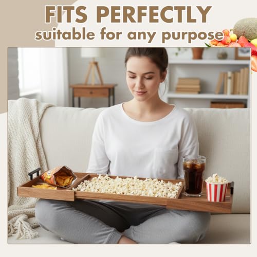 Lounsweer Acacia Large Charcuterie Board with Handles and Knife Set Expandable 18.5 to 32 Inch XL Wood Serving Tray Long Cheese Platter for Party Gatherings Entertaining House Gift(Double-Side Pull) - size: 18.5 to 32 Inch