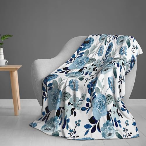 Floral Throw Blanket for Couch Bed Sofa Chair Living Room, Flower Flannel Fleece Blanket Soft Cozy Lightweight Breathable Fluffy Durable Home Decor Gifts for Men Women Girls Boys 50 x 60 Inch