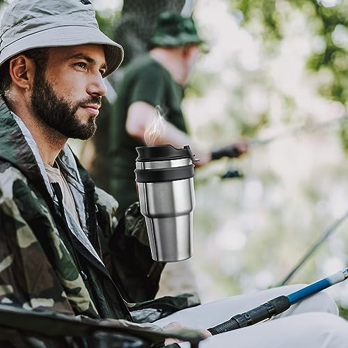 20 oz Insulated Travel Coffee Mug Tumbler with Handle and Straw | Leakproof Stainless Steel Coffee Cup with Lid, Double Wall Vacuum Ice Thermal Cup, Navy, 2 Pack - color: .Navy, size: 2 Count (20 oz)