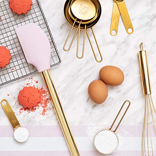 Styled Settings Gold and Pink Kitchen Utensil Set with Holder, 7-Piece | Nonstick Silicone Cooking Utensils Set with Gold Utensil Holder, White and Gold Kitchen Accessories for Modern Kitchens - color: 7 Piece Pink & Gold