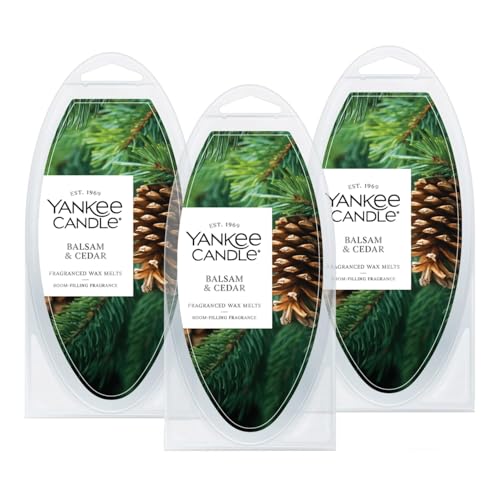 Yankee Candle Scented Wax Melts for Wax Warmers, Long Lasting Home Fragrance, Odor Eliminating Wax Cubes, Balsam & Cedar, 6 Count (Pack of 3) - color: Balsam & Cedar